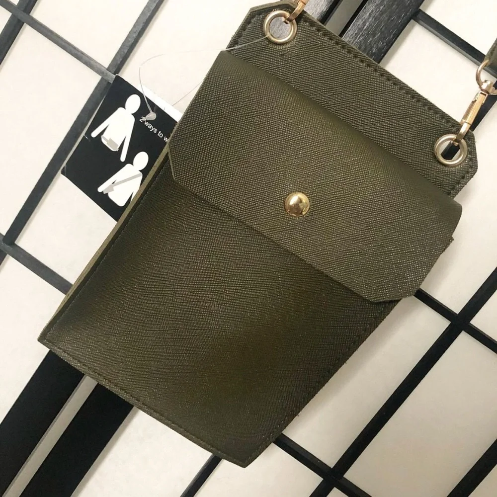 Olive green crossbody bag . Can be worn two ways . Phone case bag . Phone bag. - Picture 2 of 5